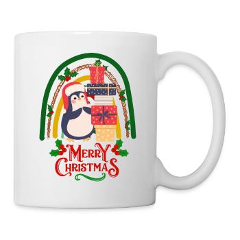 Pingouin de Noël avec cadeaux Joyeux Noël - Mug blanc - blanc - Droite