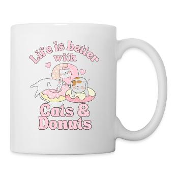 Donut cat kawaii cute cats with donuts - Mug - white - Right