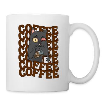 coffee cat funny saying tired cat coffee - Mug - white - Right