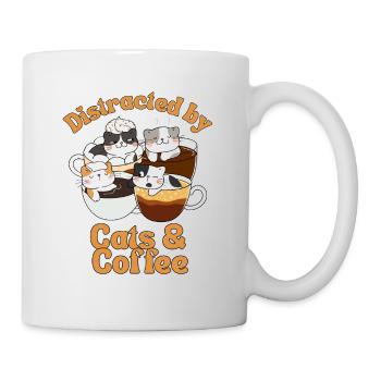 Kaffee Katze kawaii Kaffee und Katzen Liebhaber - Tasse - Weiß - Rechts