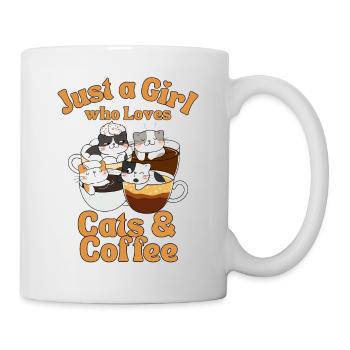 Kaffee Katze kawaii Kaffee und Katzen Liebhaber - Tasse - Weiß - Rechts