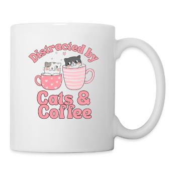 Kaffee Katze kawaii Kaffee und Katzen Liebhaber - Tasse - Weiß - Rechts