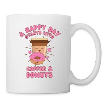 Donut café café kawaii Drôle de dicton - Mug blanc - blanc - Droite