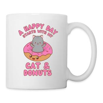Donut cat kawaii cute cats with donuts - Mug - white - Right