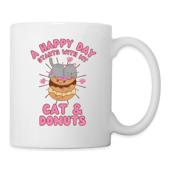 Donut cat kawaii cute cats with donuts - Mug - white - Right