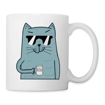 Cat Boss - Cat with mug and sunglasses - Mug - white - Right