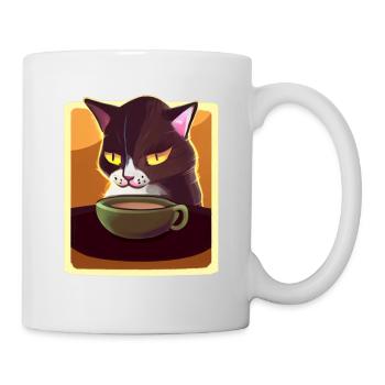 Kaffee Katze Müde Katze Kaffee - Tasse - Weiß - Rechts