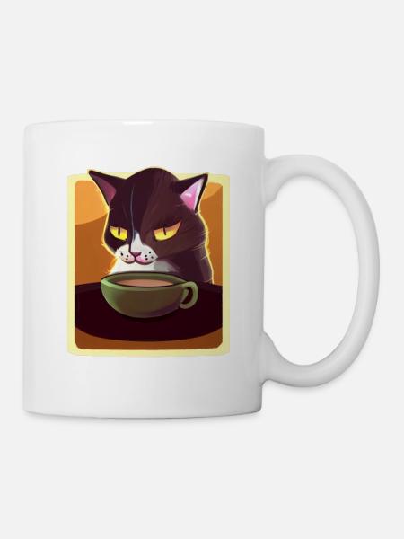 Kaffee Katze Müde Katze Kaffee - Tasse - Weiß
