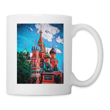 Vintage St. Basil's Cathedral -Moscow Painting - Mug - white - Right