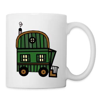 Bauwagen Hütte Haus Freizeit Camping wohnen - Tasse - Weiß - Rechts