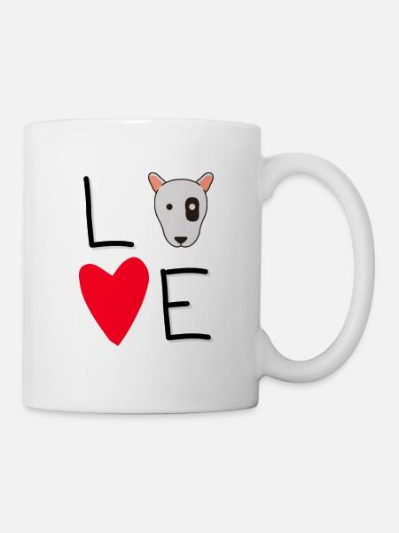 LOVE DOG Bull Terrier - für Bullterrier Freunde - Tasse - Weiß