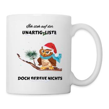Cheeky owl on Santa's naughty list - Mug - white - Right