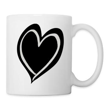 Cœur noir et blanc - Mug blanc - blanc - Droite