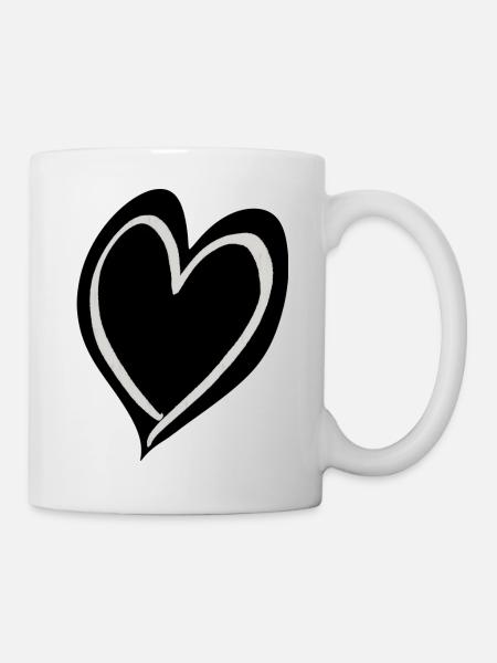 Cœur noir et blanc - Mug blanc - blanc