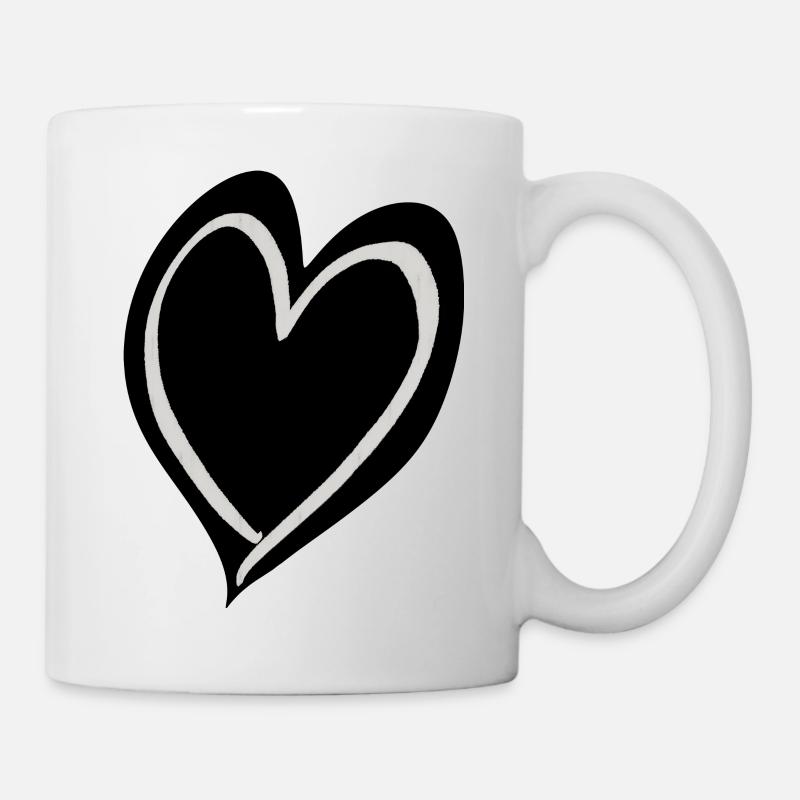 Cœur noir et blanc - Mug blanc - blanc