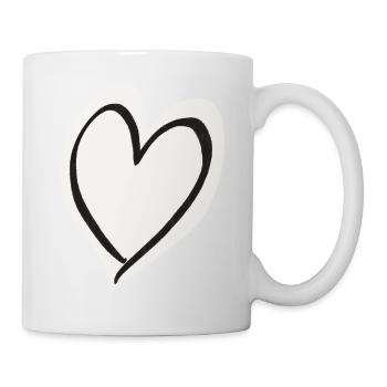 Coeur blanc noir - Mug blanc - blanc - Droite