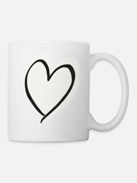 Herz weiß schwarz - Tasse - Weiß