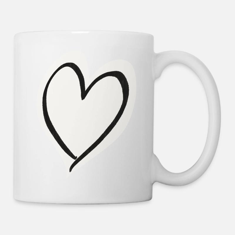Herz weiß schwarz - Tasse - Weiß