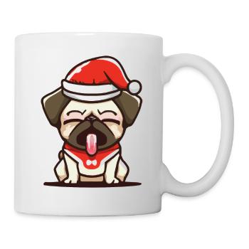 Mops Hund Weihnachtsmann Weihnachten Mops Geschenk - Tasse - Weiß - Rechts