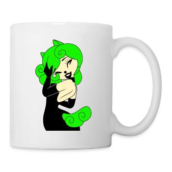 Hoodie Green Cyber Gothic Punk Rock Woman in Black - Mug - white - Right