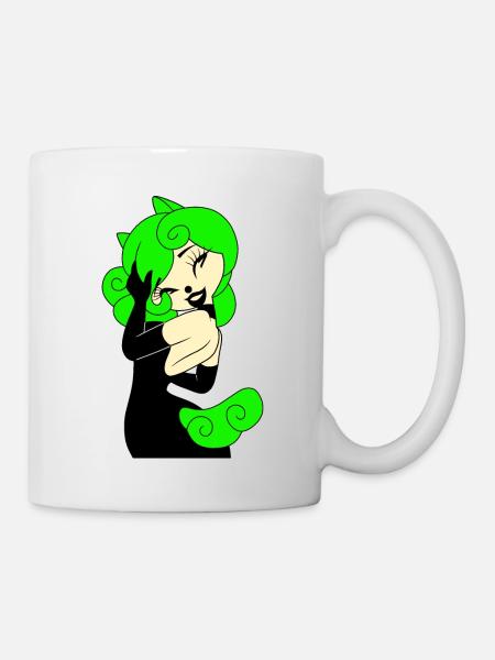 Capuche Femme Gothique Chevaux Vert Robe Noir 2022 - Mug blanc - blanc