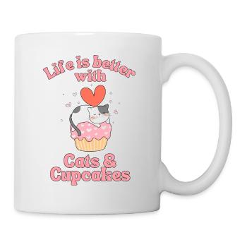 Katze Cupcake kawaii Cupcake und Katzen Liebhaber - Tasse - Weiß - Rechts
