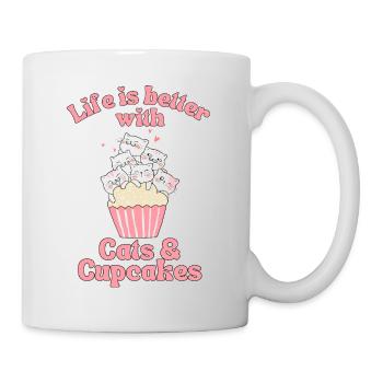 Katze Cupcake kawaii Cupcake und Katzen Liebhaber - Tasse - Weiß - Rechts