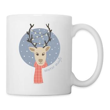 Rentier mit Schal - Tasse - Weiß - Rechts
