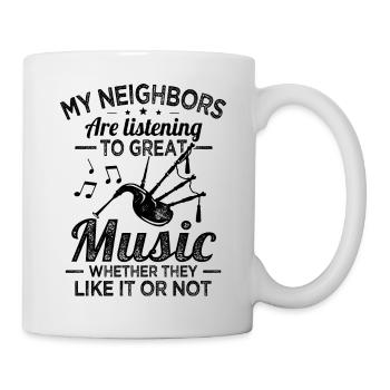 Les voisins de la cornemuse écoutent de la bonne musique de cornemuse - Mug blanc - blanc - Droite