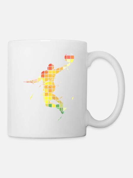 Basketteur Basketteur Dunking Pixel Coloré - Mug blanc - blanc