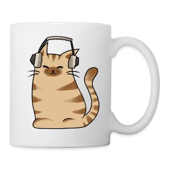 Cat Headset Music Lofi Chillhop Gift Idea - Mug - white - Right