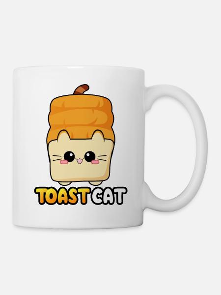 Toast Cat Kitty Brood Kat Brood moodrush - Mok - wit