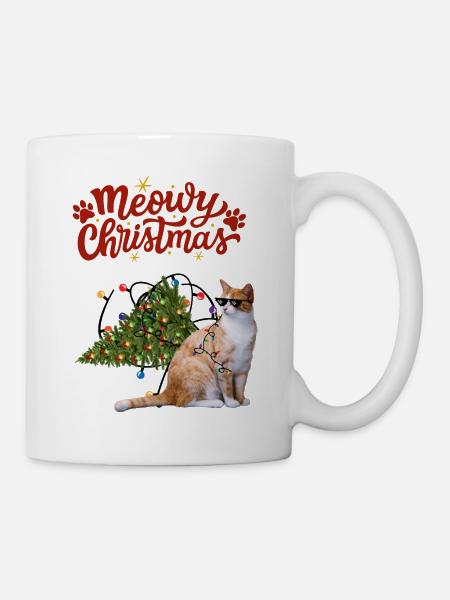Lustige Weihnachtskatze - Tasse - Weiß