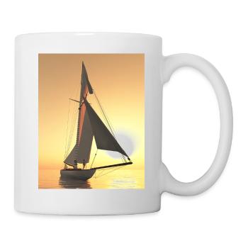 Segelyacht bei Sonnenuntergang - Tasse - Weiß - Rechts