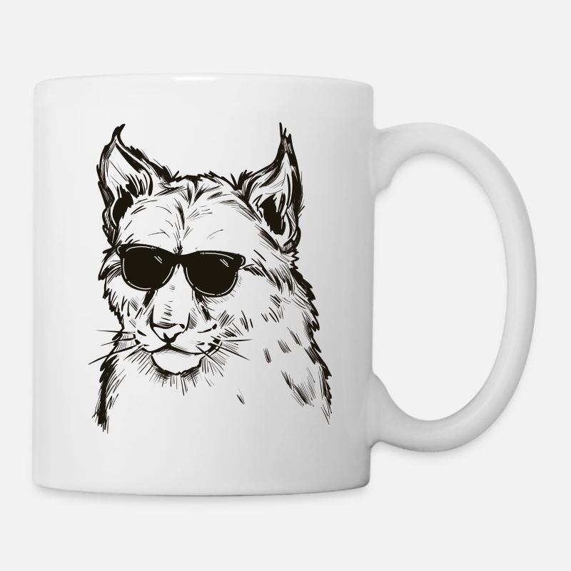 Luchs mit Sonnenbrille - Tasse - Weiß