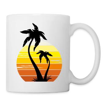 Palmen bei Sonnenuntergang - Tasse - Weiß - Rechts