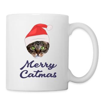Merry Catmas, Christmas Cat Santa with Santa hat - Mug - white - Right