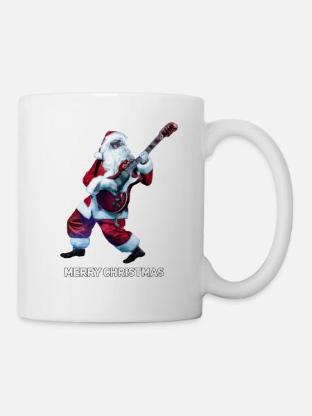 Père Noël jouant de la musique rock à la guitare. - Mug blanc - blanc