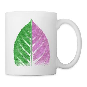 Blatt Grün/ Violett - Farben Natur Design - Tasse - Weiß - Rechts