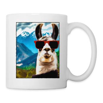 Lama Portrait Mountain Gift - Mug - white - Right