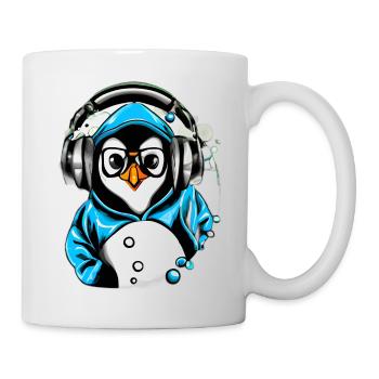 Pingouin avec pull bleu - Mug blanc - blanc - Droite