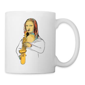 Monalisa spielt Saxophon - Tasse - Weiß - Rechts