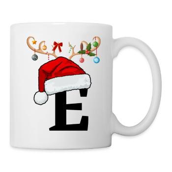 Letter E Christmas hat - Mug - white - Right