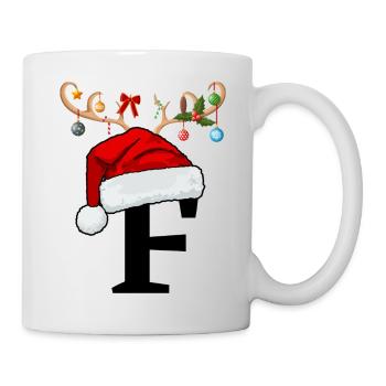 Buchstabe F Weihnachtsmütze - Tasse - Weiß - Rechts