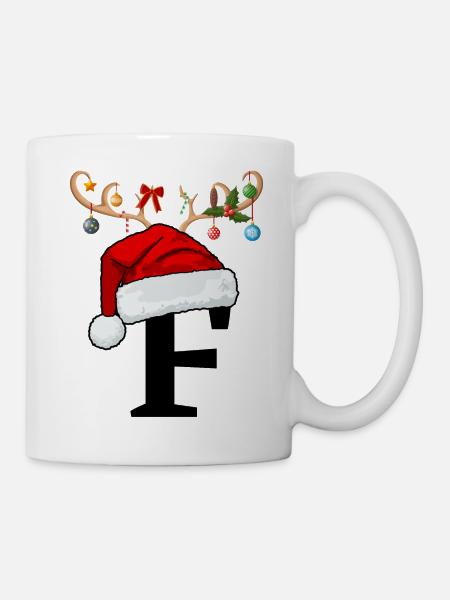 Lettre F bonnet de Noël - Mug blanc - blanc