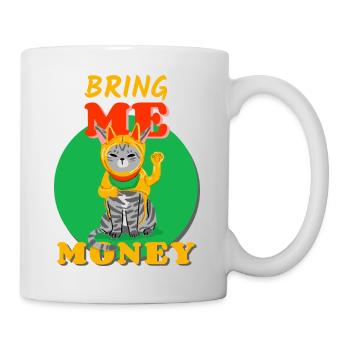Katze Geld Winkekatze Winken Neujahr Asisatisch - Tasse - Weiß - Rechts
