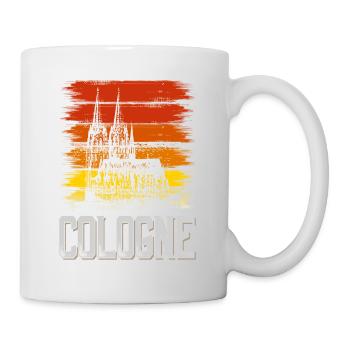 Cathédrale de Cologne Allemagne Ville Skyline Vintage Rétro - Mug blanc - blanc - Droite