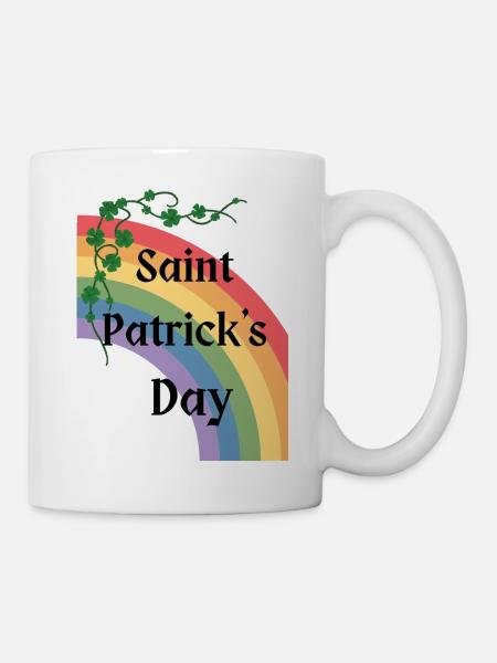 Fête de la Saint-Patrick avec arc-en-ciel - Mug blanc - blanc