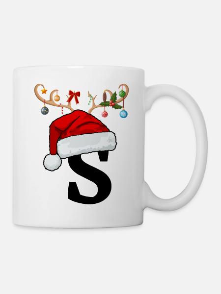 Brief S Weihnachtsmütze - Tasse - Weiß