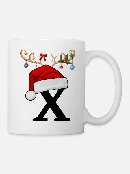 Lettre X bonnet de Noël - Mug blanc - blanc